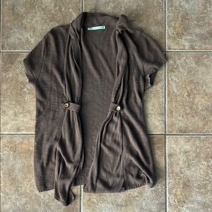Maurices Brown Woven Light Weight Short Sleeve Cardigan